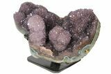Wide Amethyst Cluster on Metal Stand - Uruguay #113191-4
